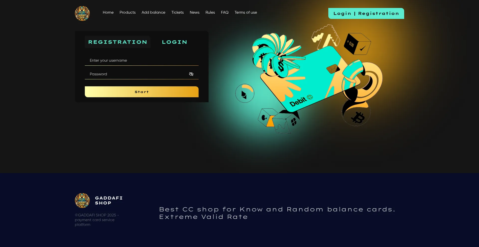 Website screenshot of Gaddaficvv.cc