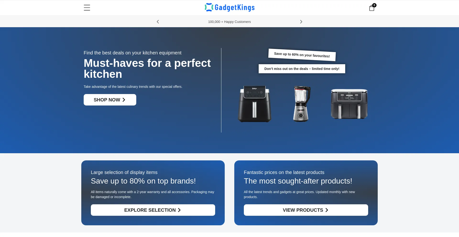 Website screenshot of Gadgetkings.co.uk