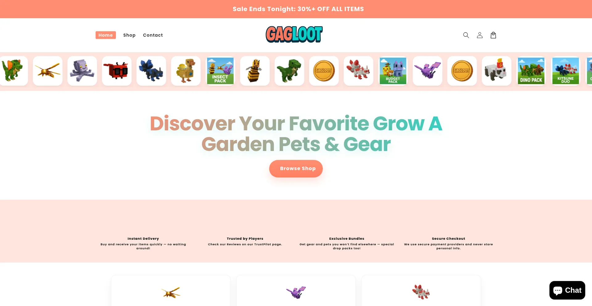 Website screenshot of Gagloot.com