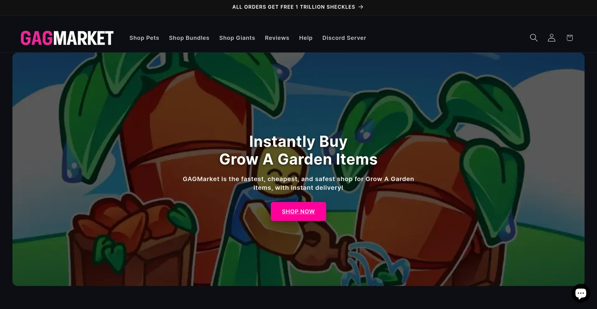 Website screenshot of Gagmarket.gg