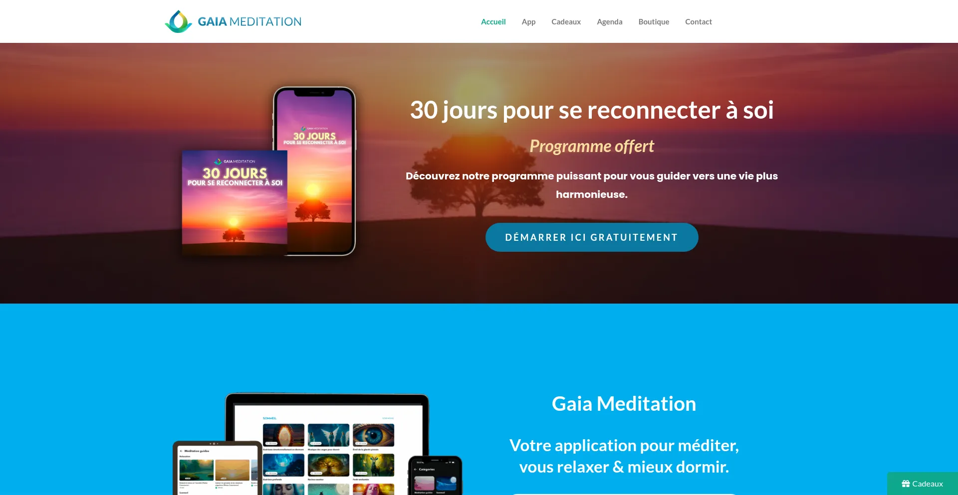 Website screenshot of Gaiameditation.com