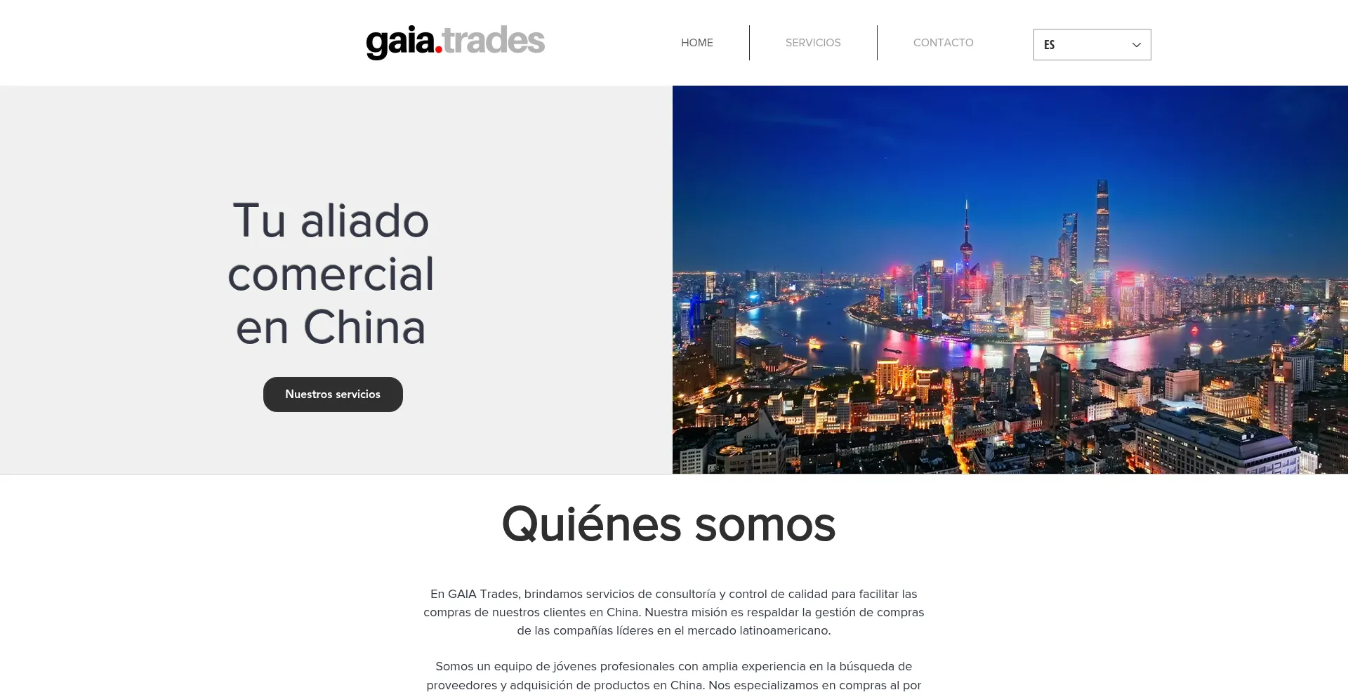 Website screenshot of Gaiatrades.com