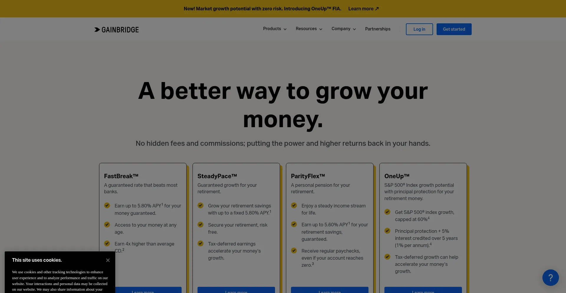 Website screenshot of Gainbridge.com