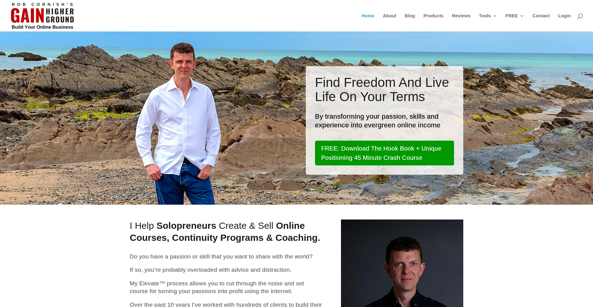 Website screenshot of Gainhigherground.com