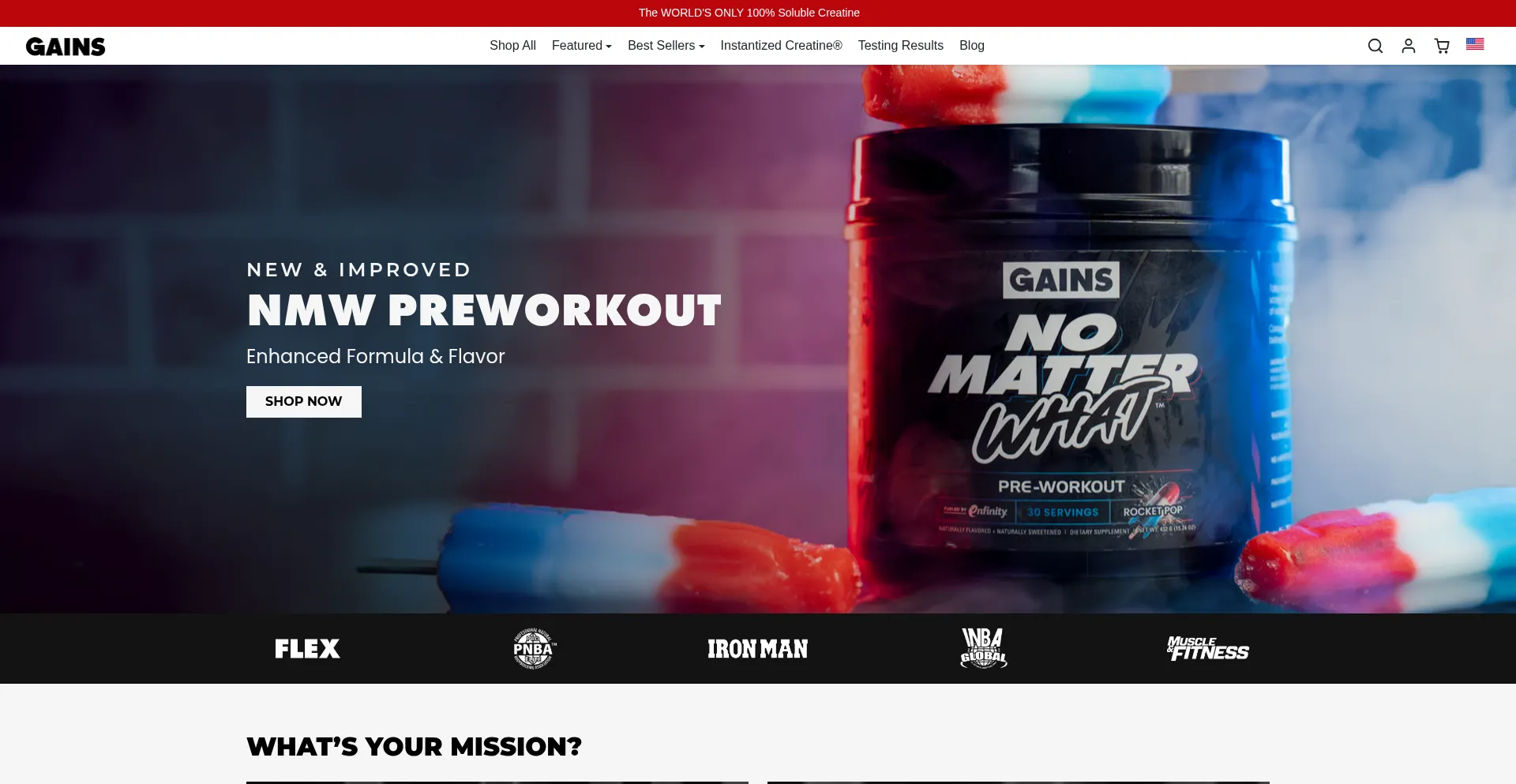 Website screenshot of Gainsinbulk.com