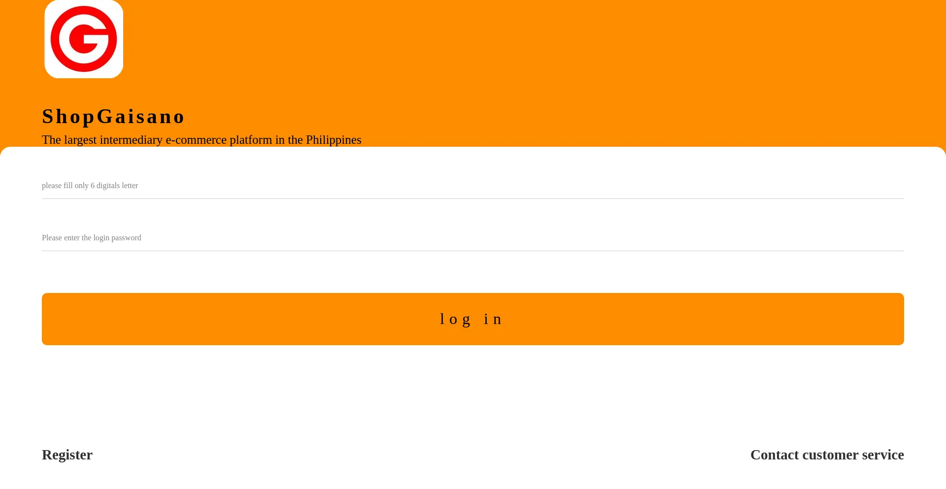 Website screenshot of Gaisano.vip