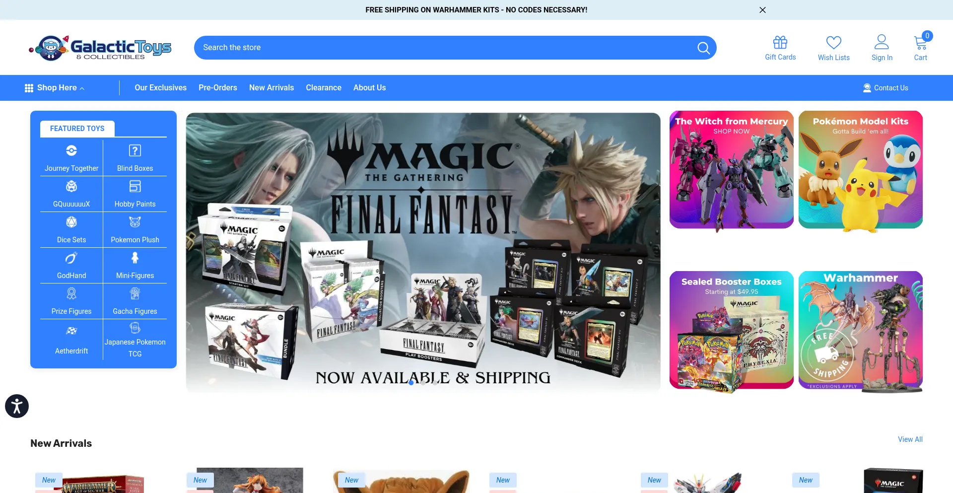 Website screenshot of Galactictoys.com