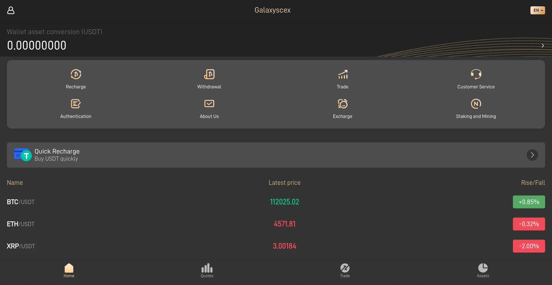 Website screenshot of Galaxyfx.vip