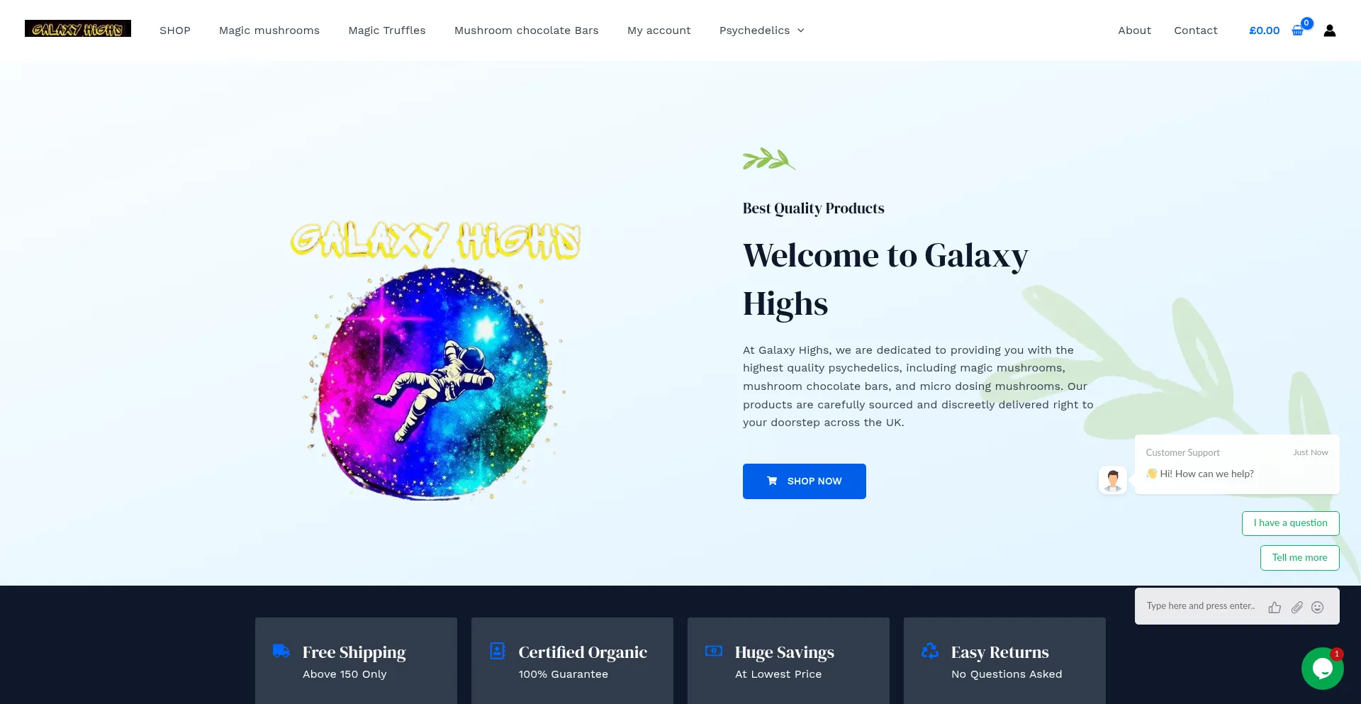 Website screenshot of Galaxyhighs.co.uk