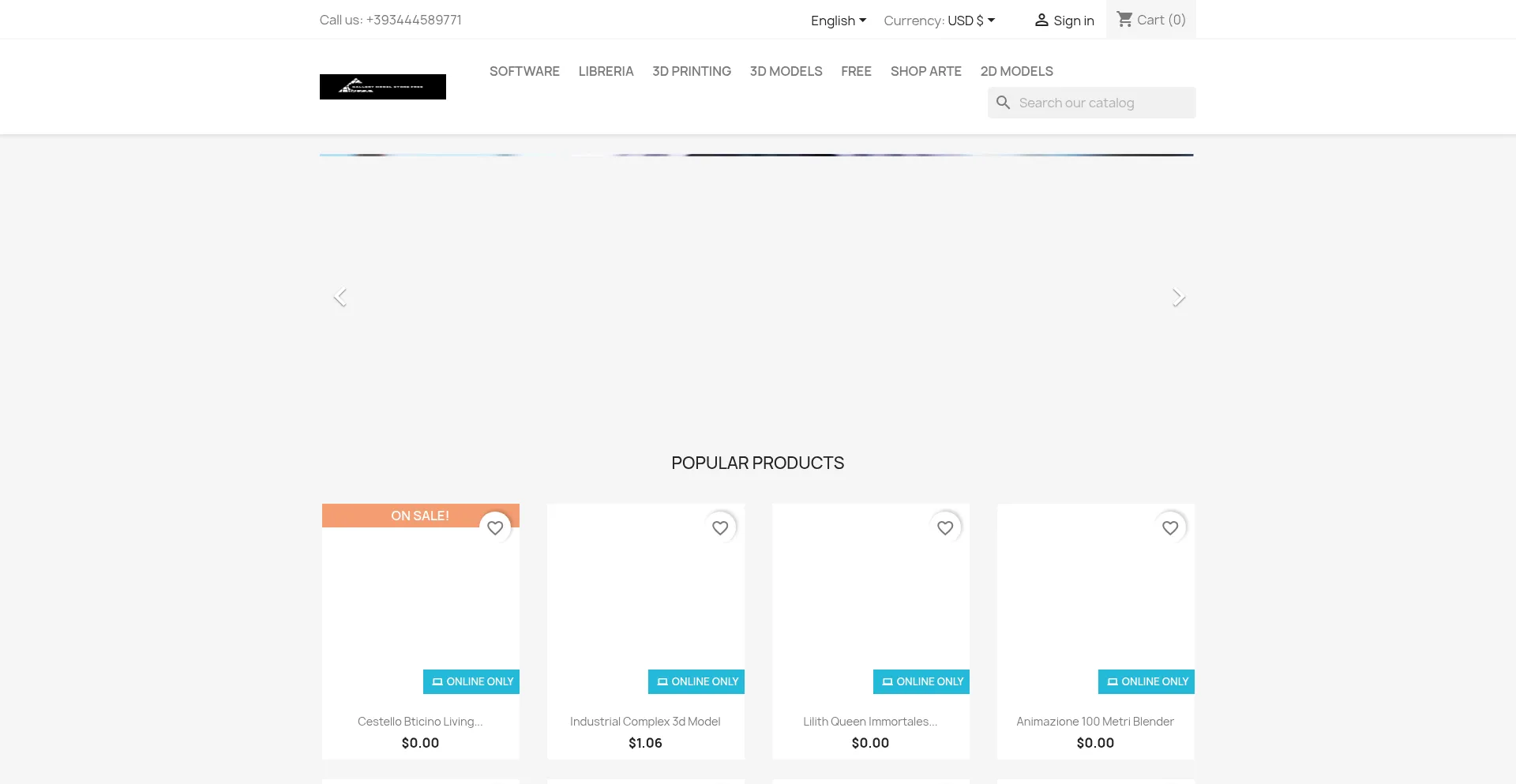Website screenshot of Gallerymodelstorefree.com
