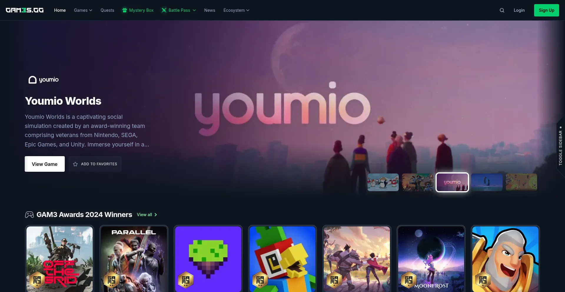 Website screenshot of Gam3s.gg