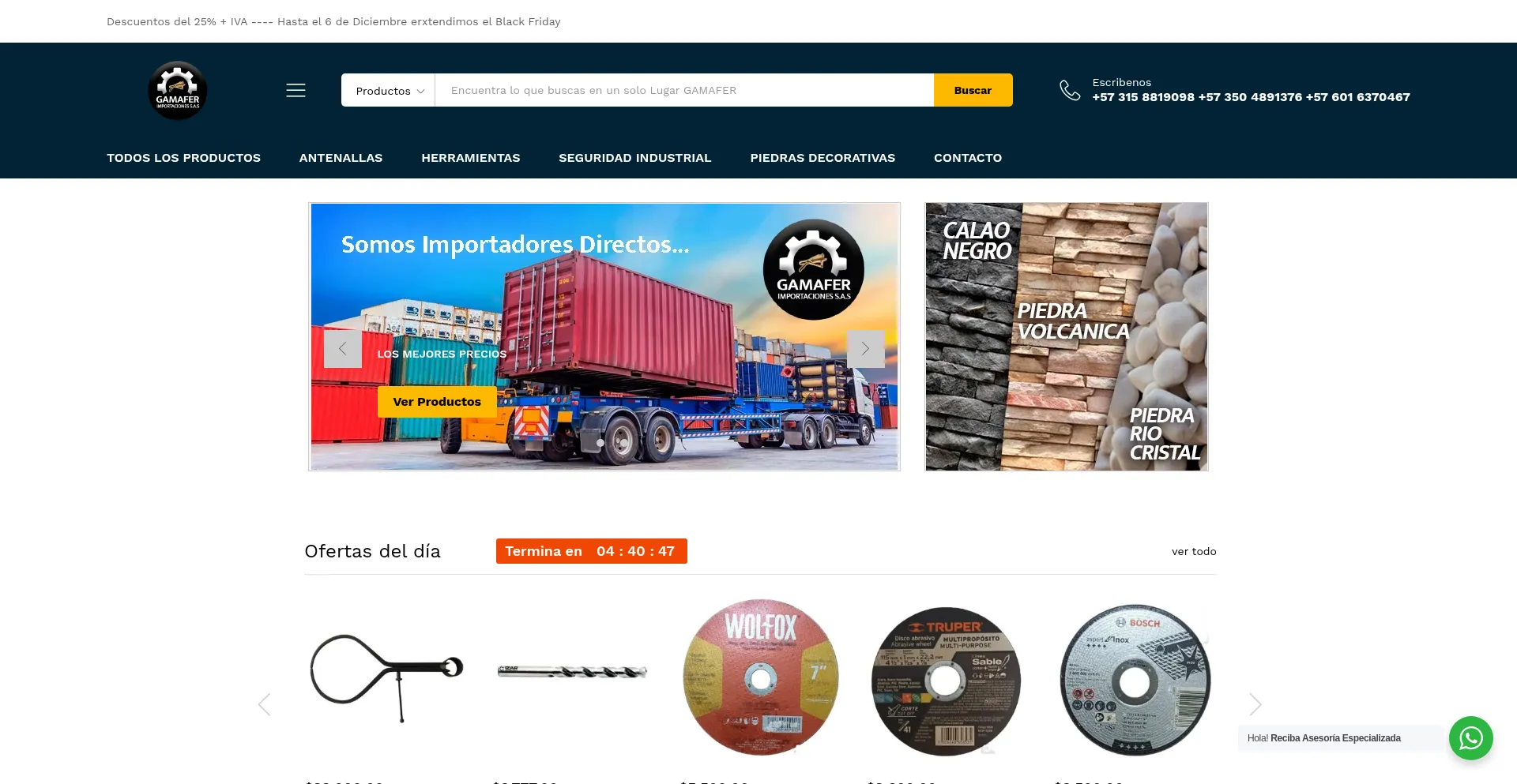 Website screenshot of Gamaferimportaciones.com
