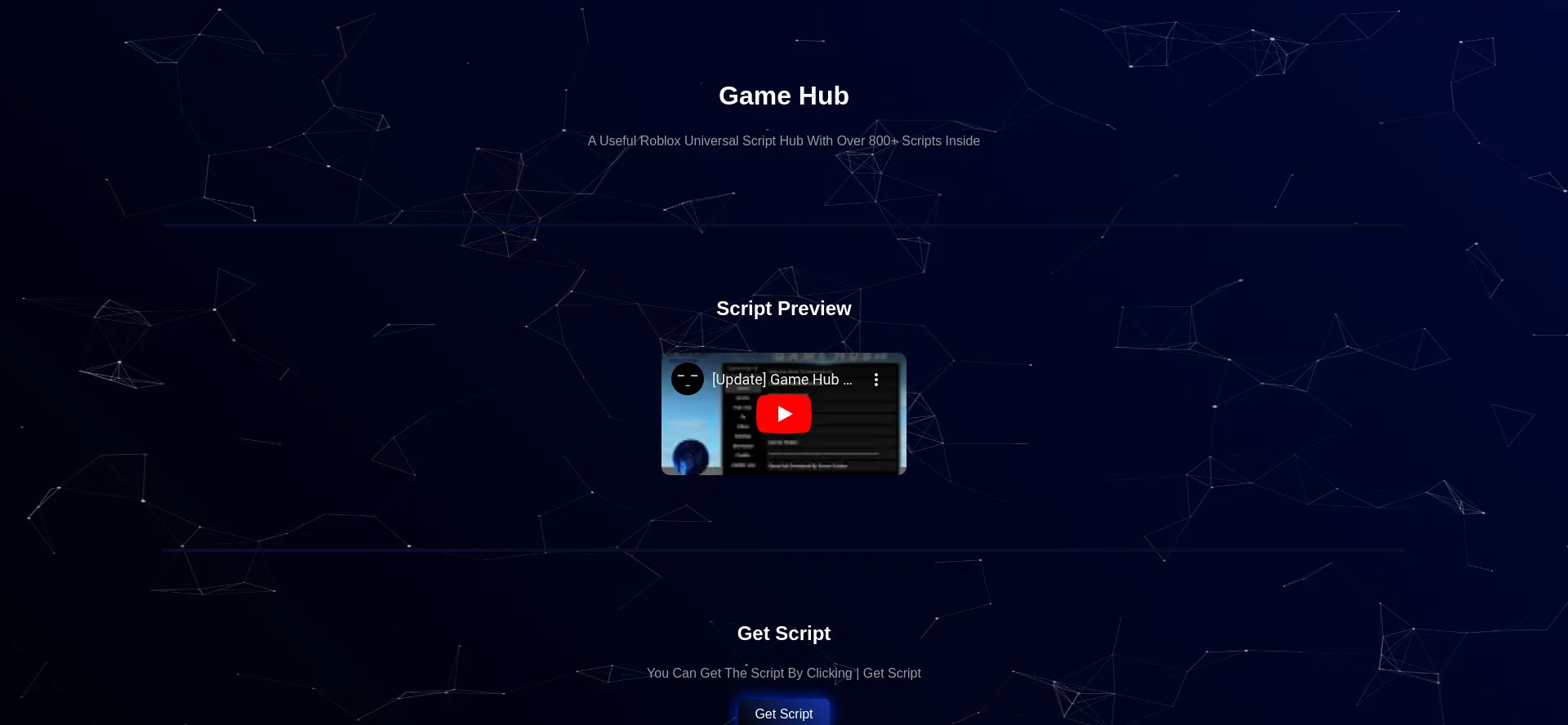 Website screenshot of Game-hub-script.netlify.app
