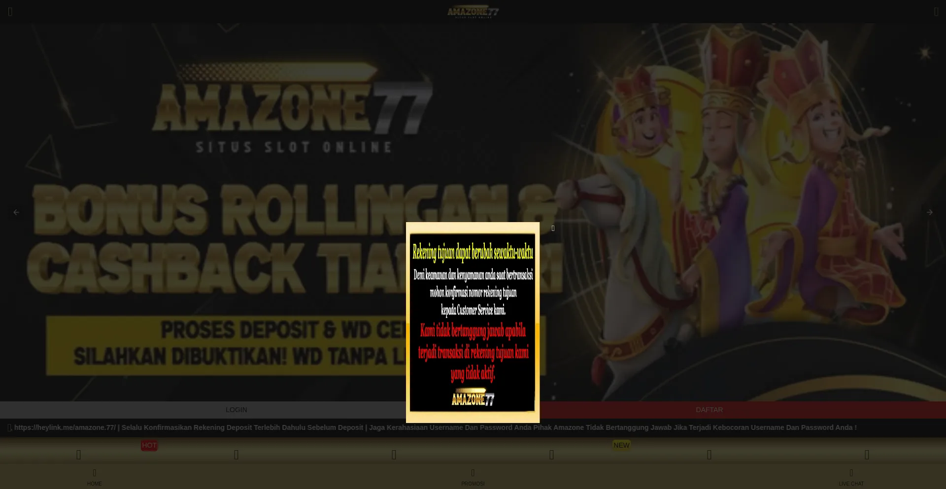 Website screenshot of Gameamazone77.com