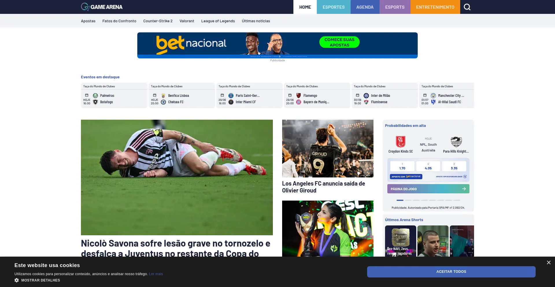 Website screenshot of Gamearena.gg