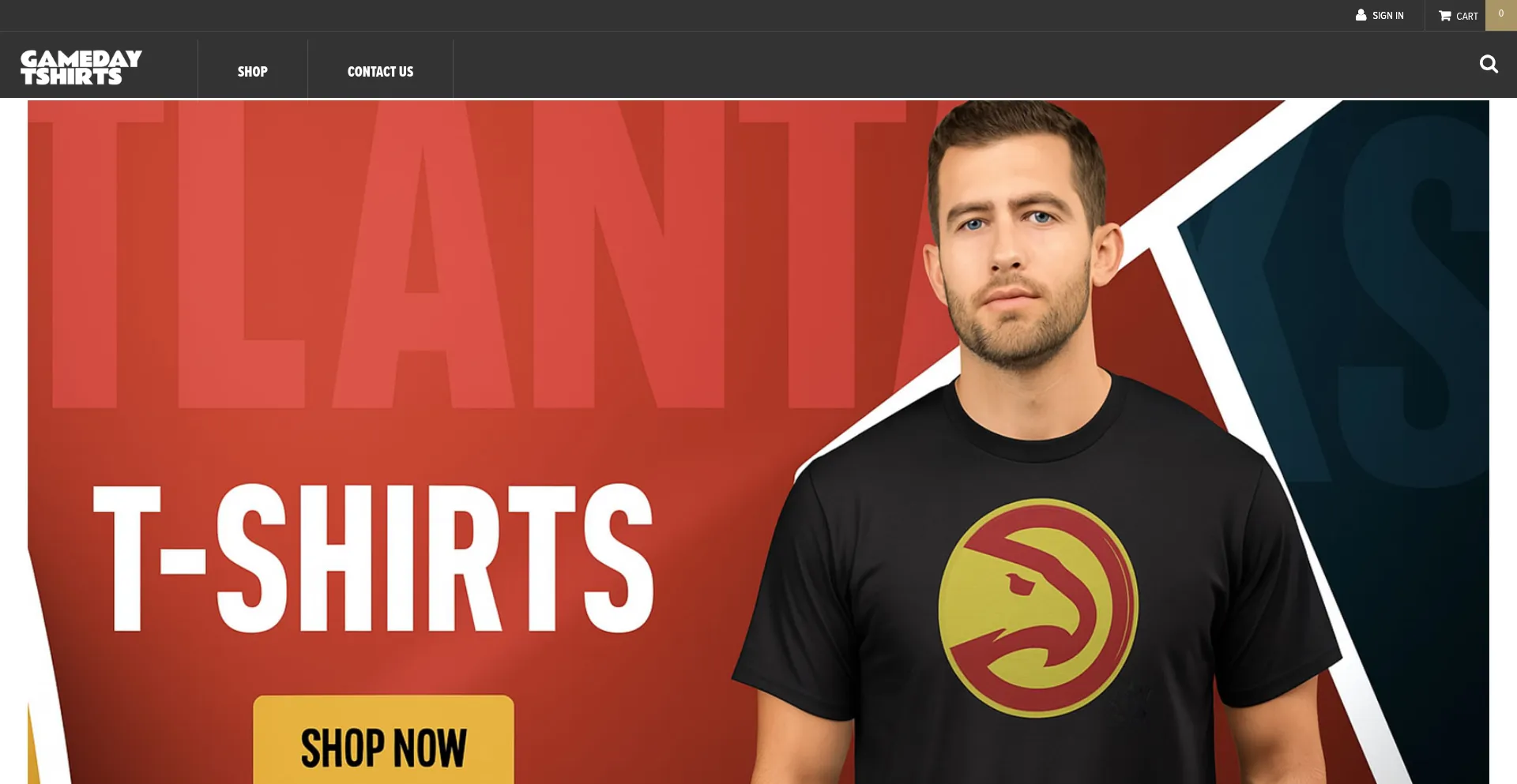 Website screenshot of Gamedaytshirts.com