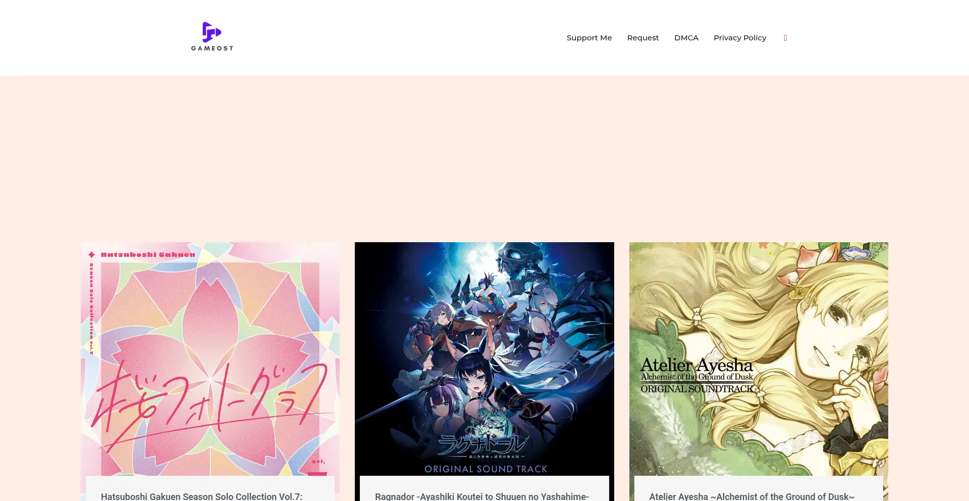 Website screenshot of Gameost.net