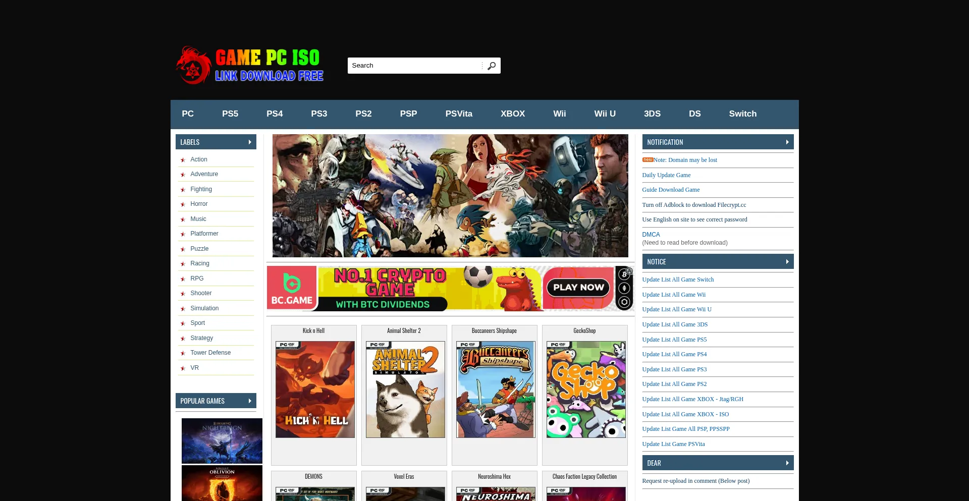 Website screenshot of Gamepciso.com