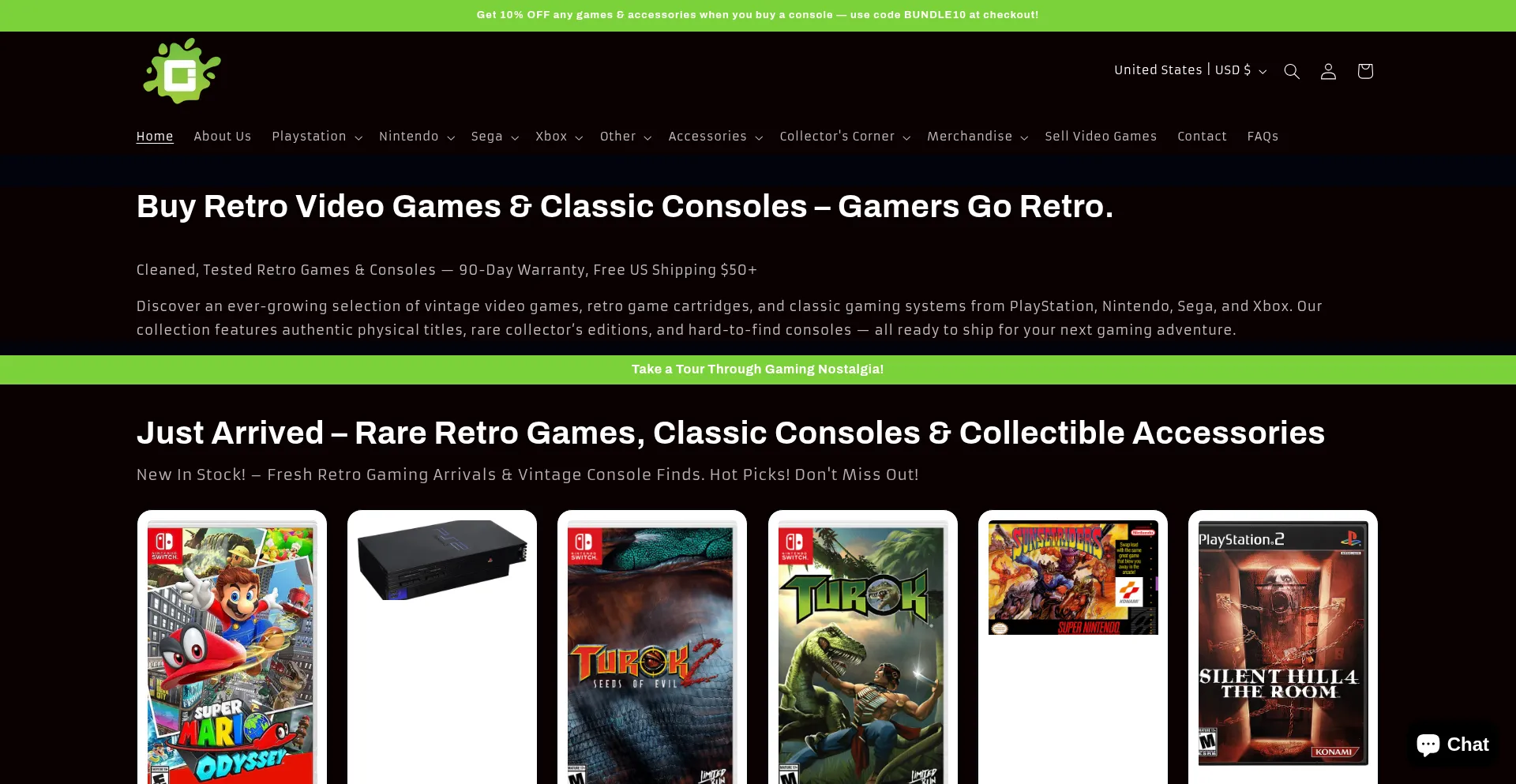 Website screenshot of Gamersgoretro.com