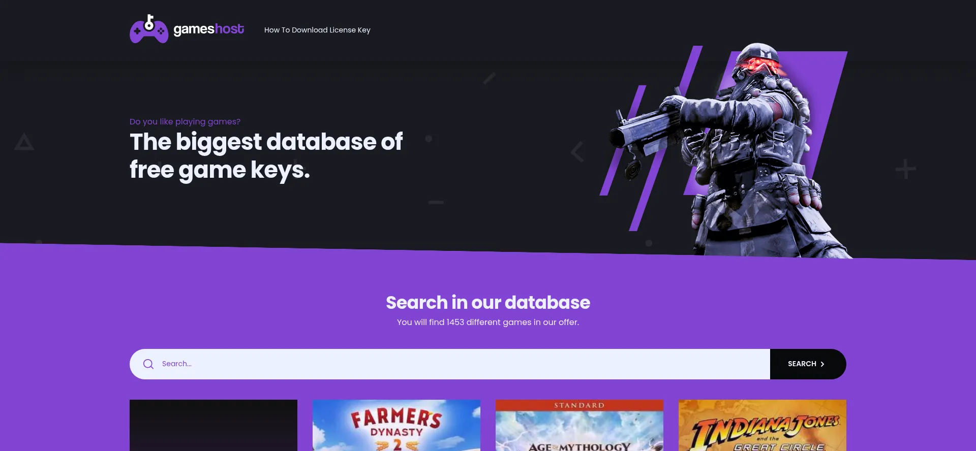 Website screenshot of Gameshost.app