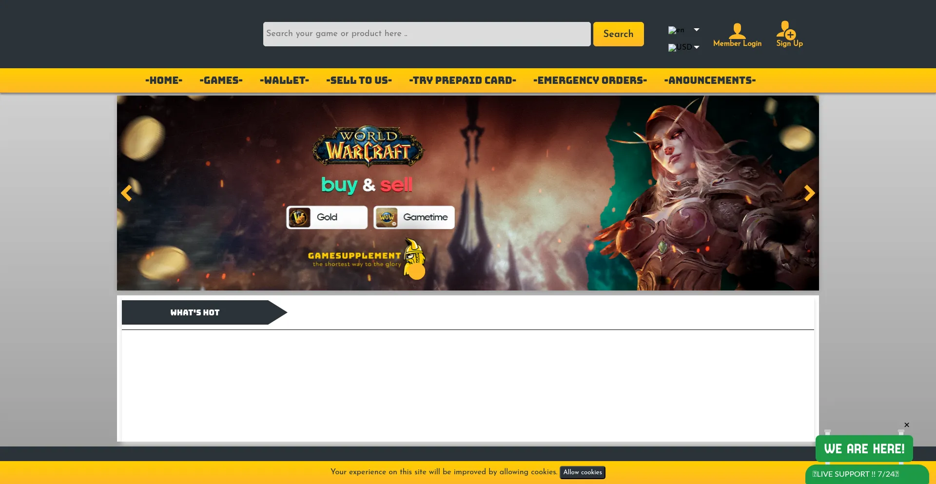 Website screenshot of Gamesupplement.com