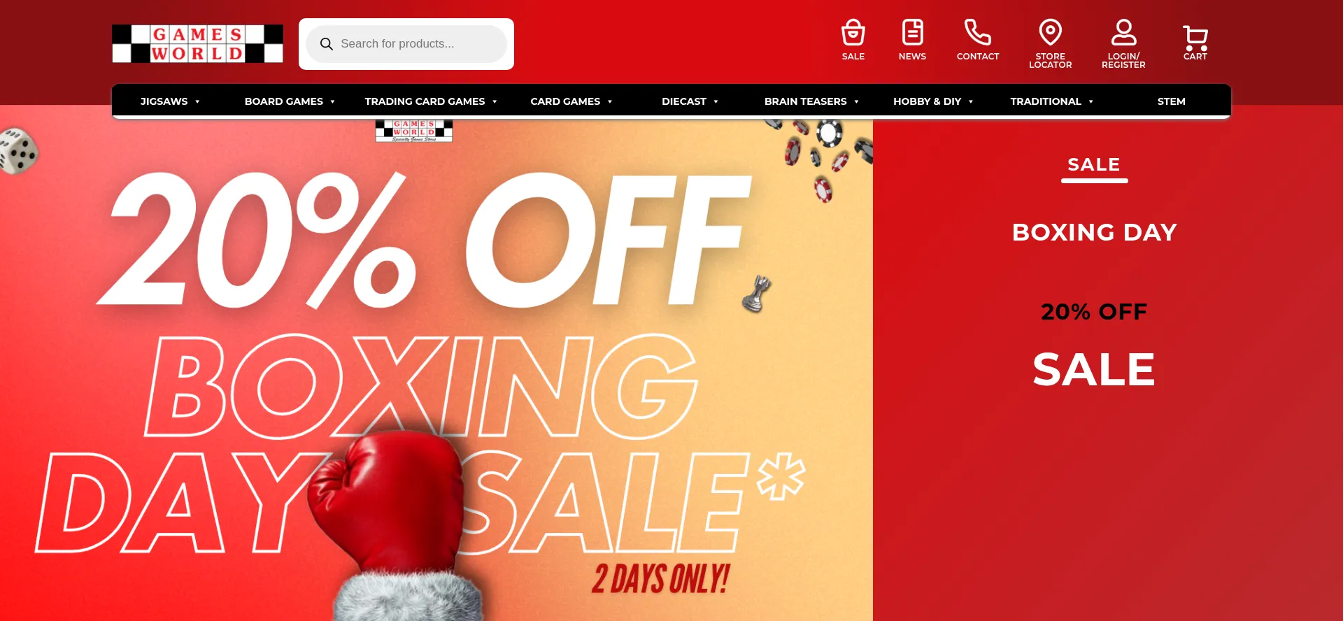 Website screenshot of Gamesworld.com.au