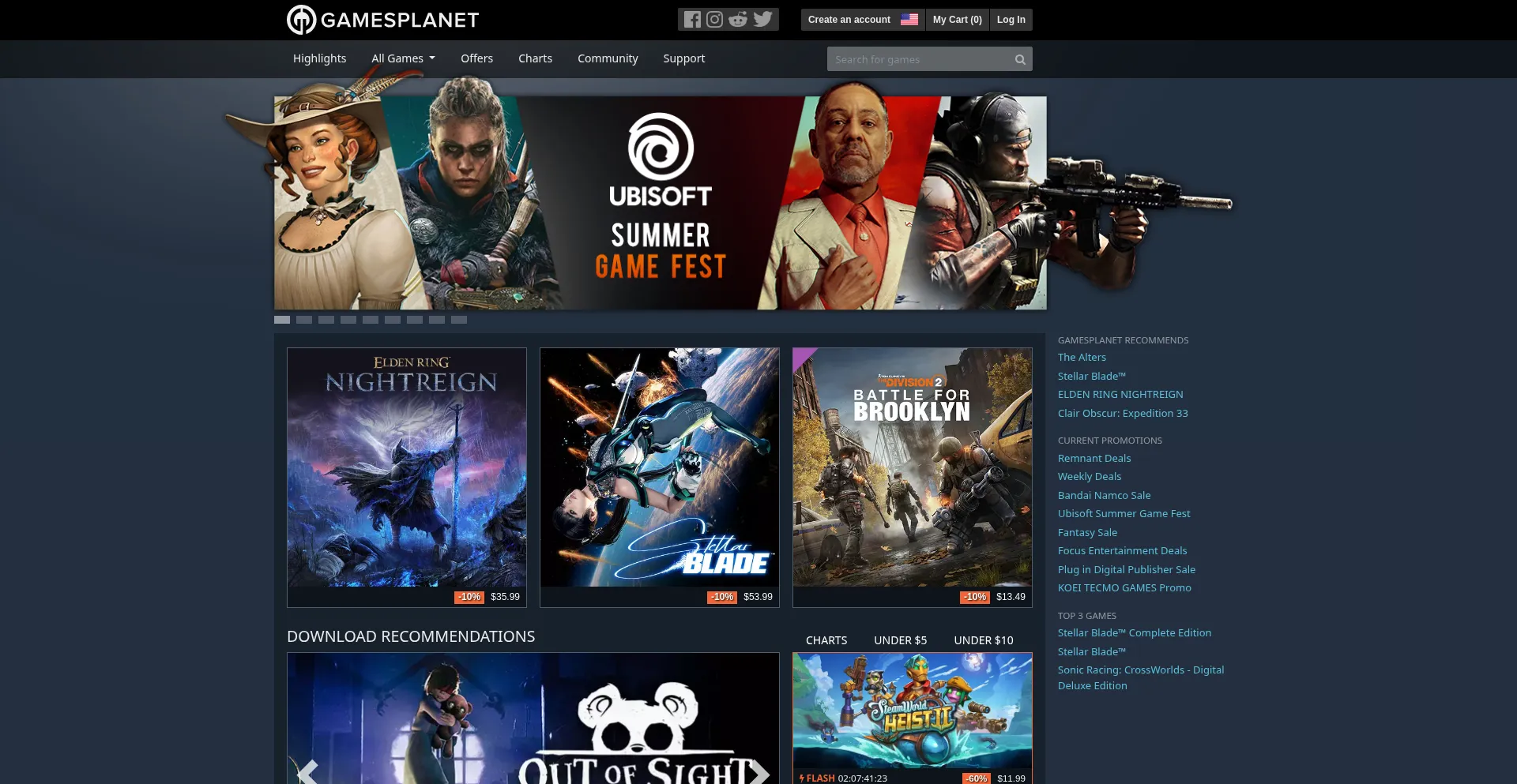 Website screenshot of Gametap.com
