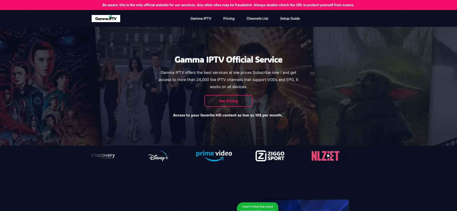 Website screenshot of Gammaiptv.org