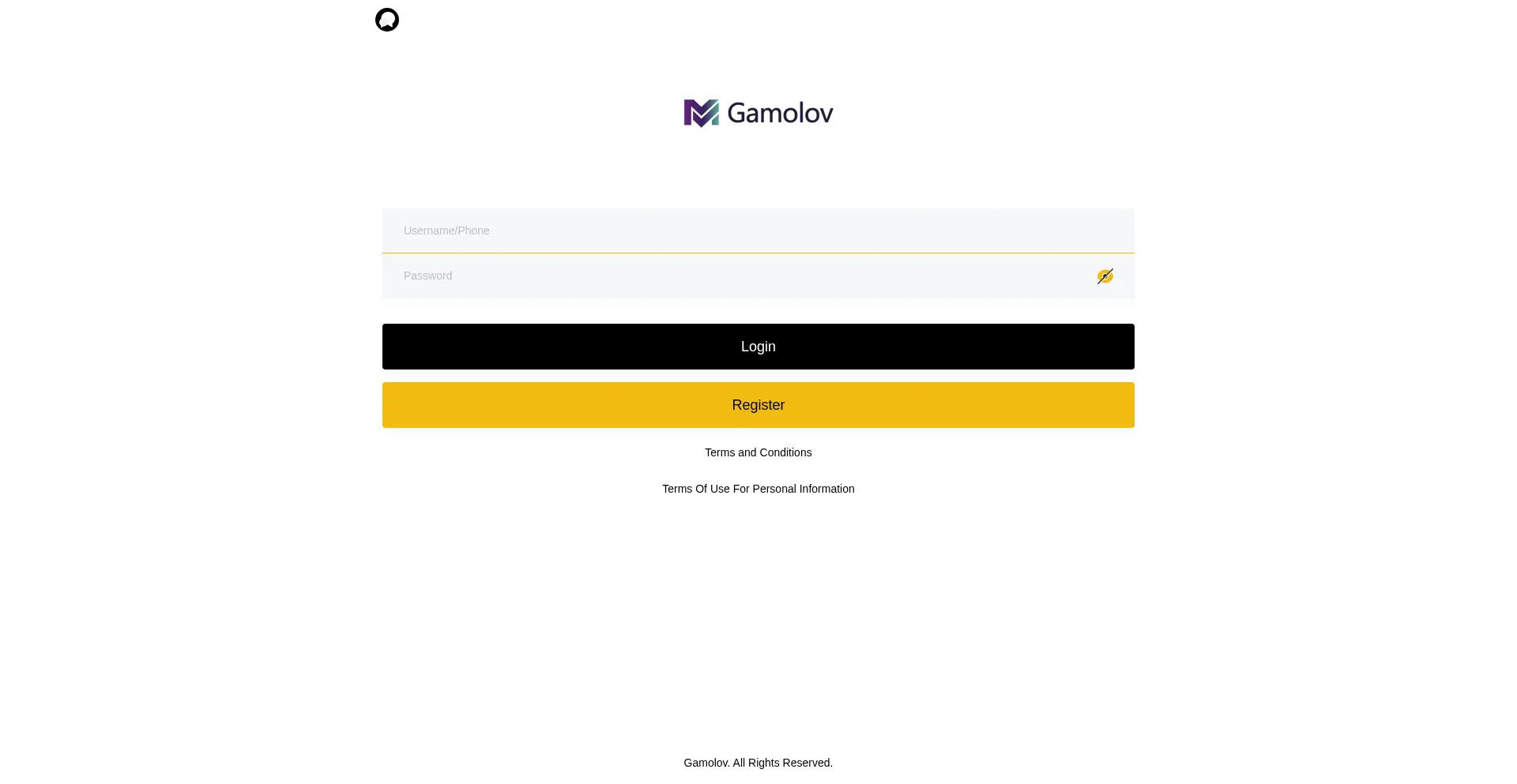 Website screenshot of Gamolov.xyz