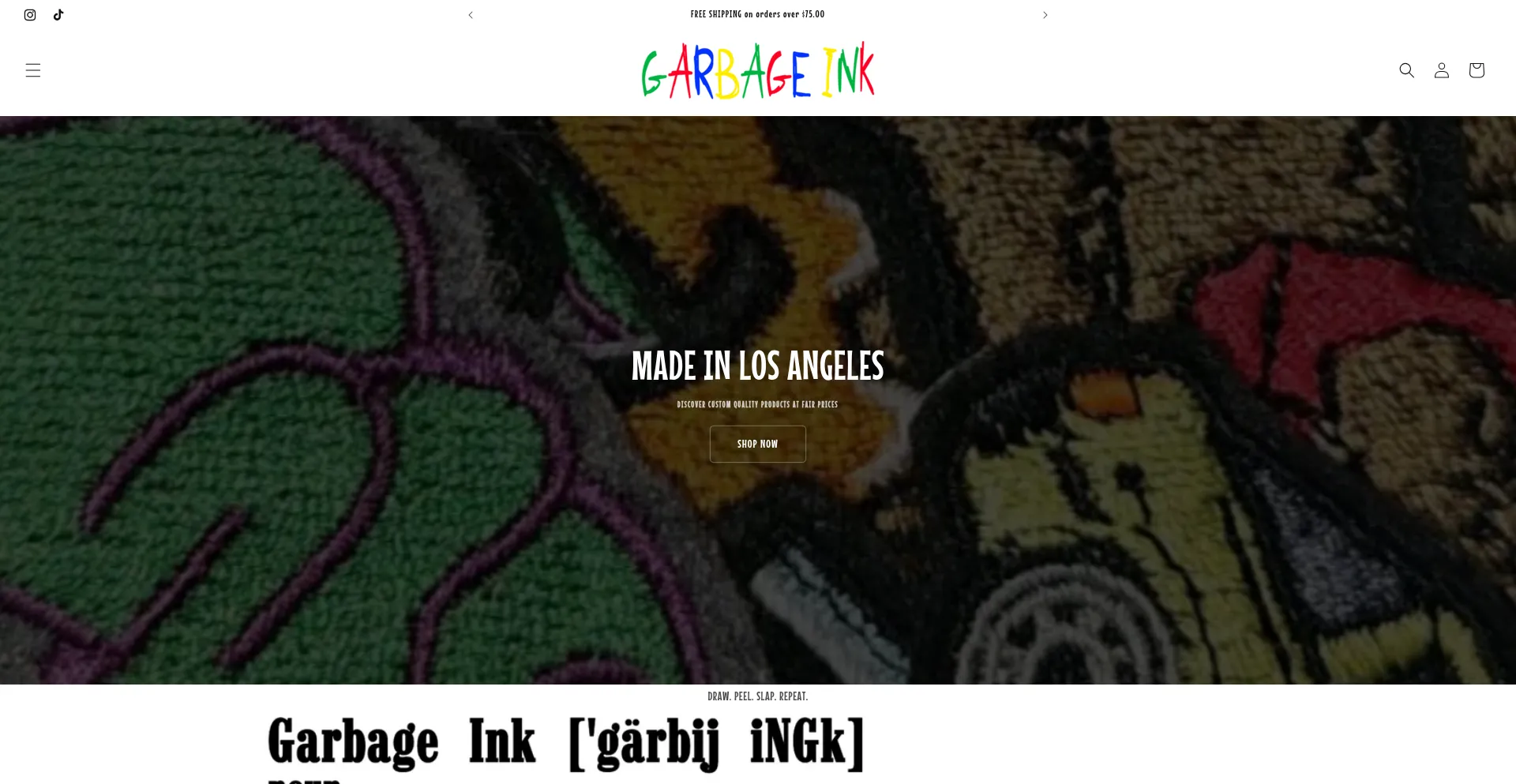 Website screenshot of Garbageink.com