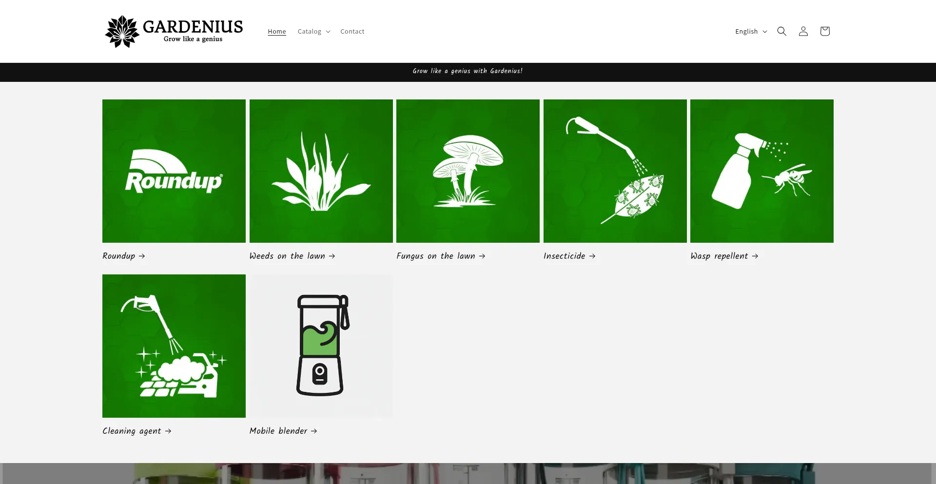 Website screenshot of Gardenius.eu