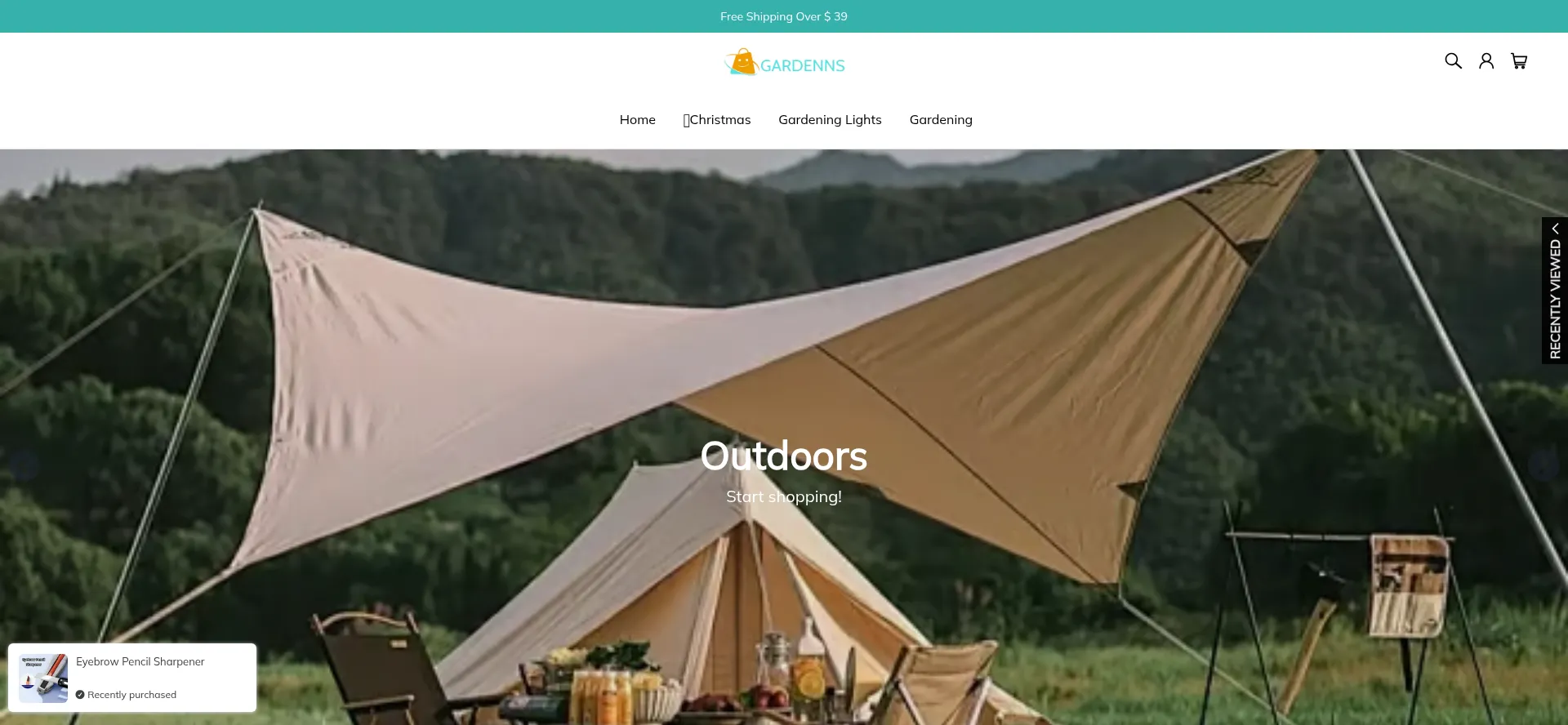 Website screenshot of Gardenns.com
