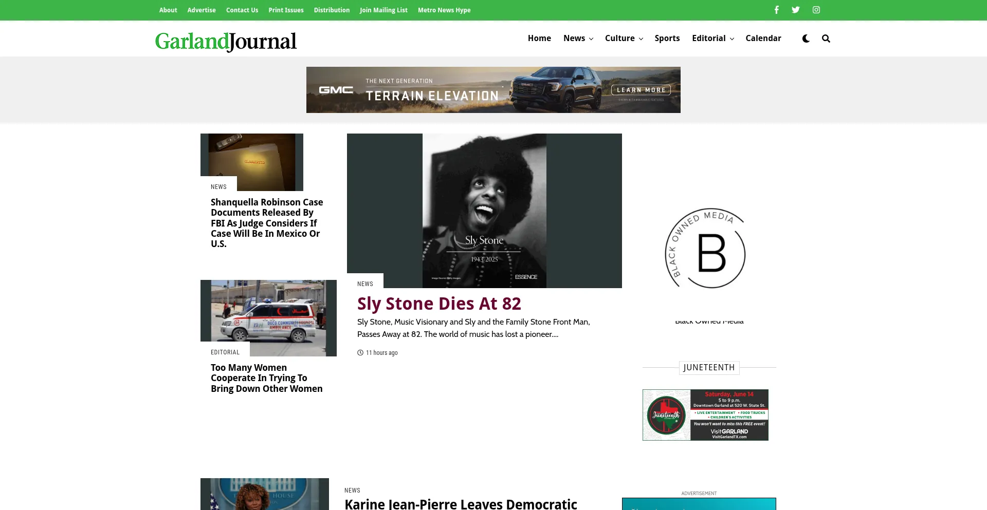 Website screenshot of Garlandjournal.com