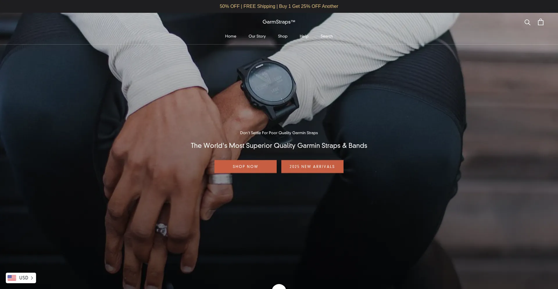 Website screenshot of Garmstraps.com