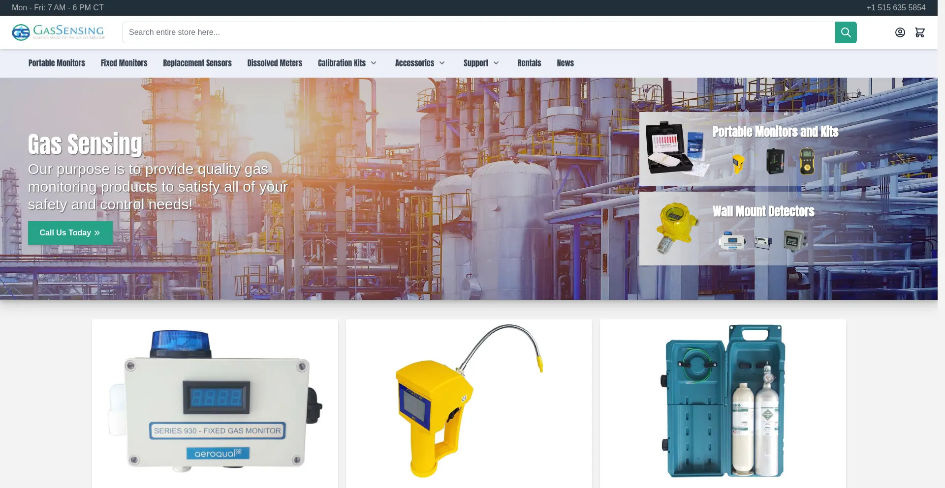 Website screenshot of Gas-sensing.com