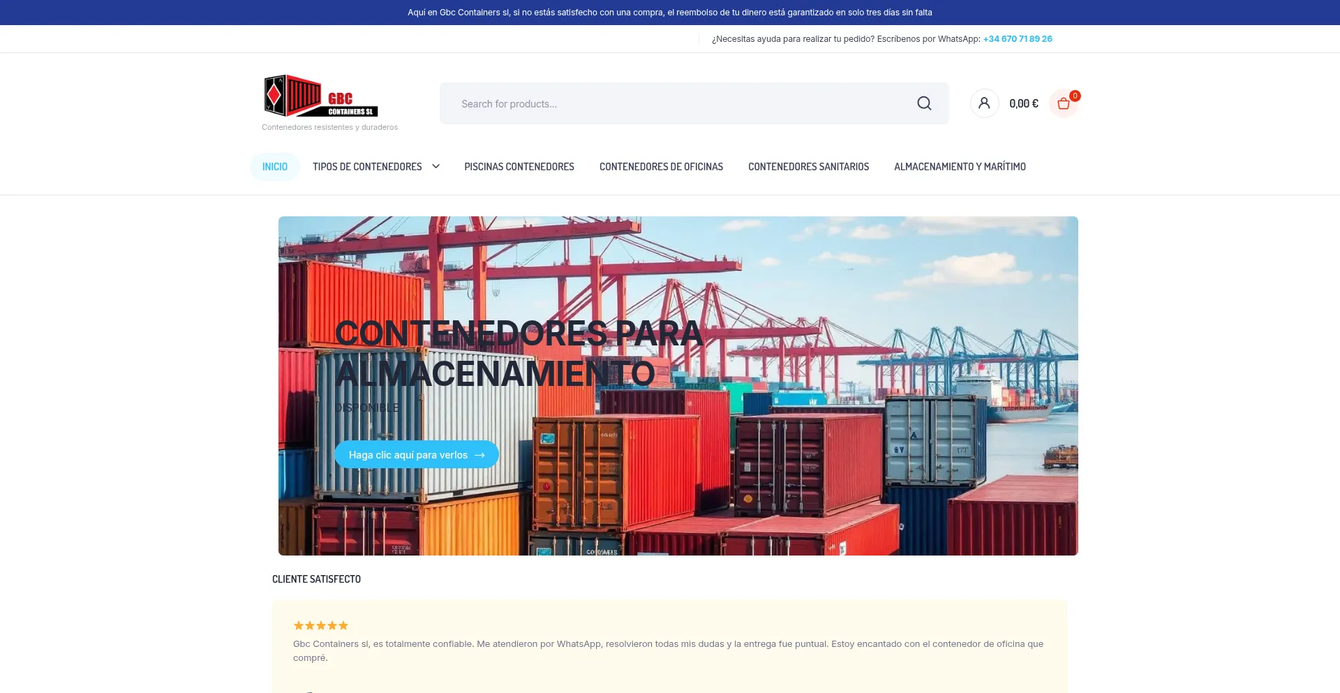 Website screenshot of Gbccontainerssl.com