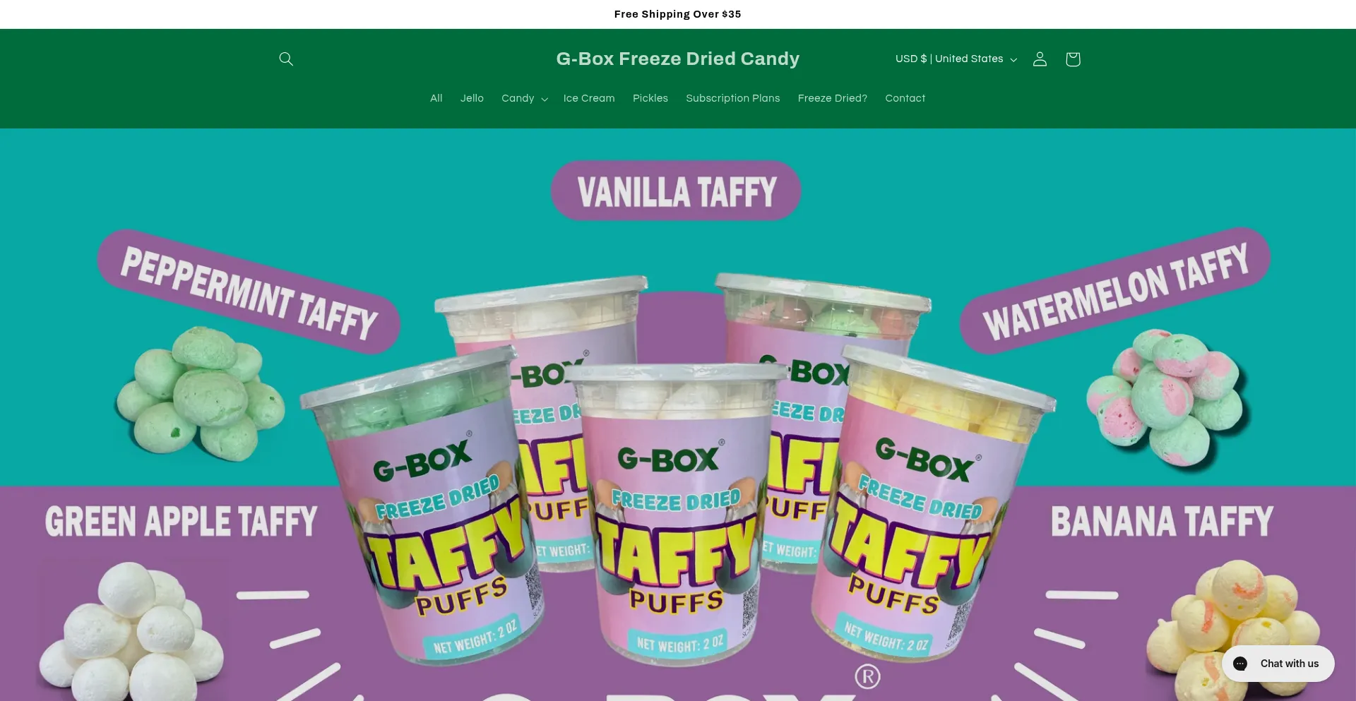Website screenshot of Gboxfreezedriedcandy.com