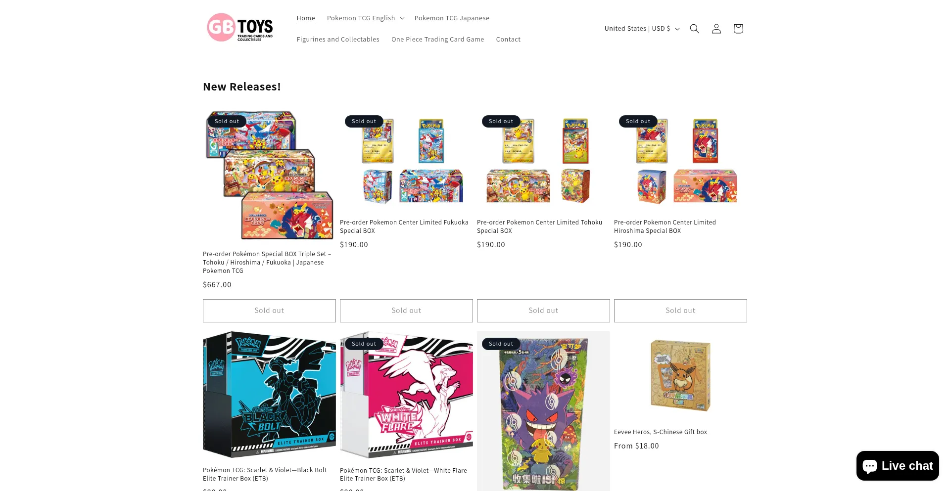 Website screenshot of Gbtoys.com.au