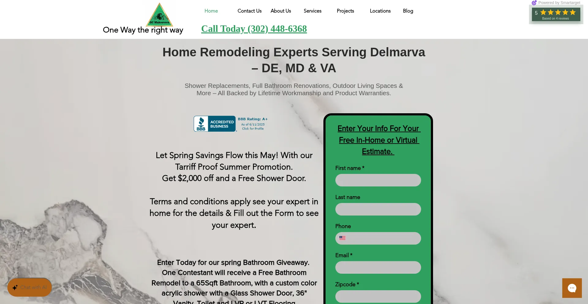 Website screenshot of Gcmakeovers.com