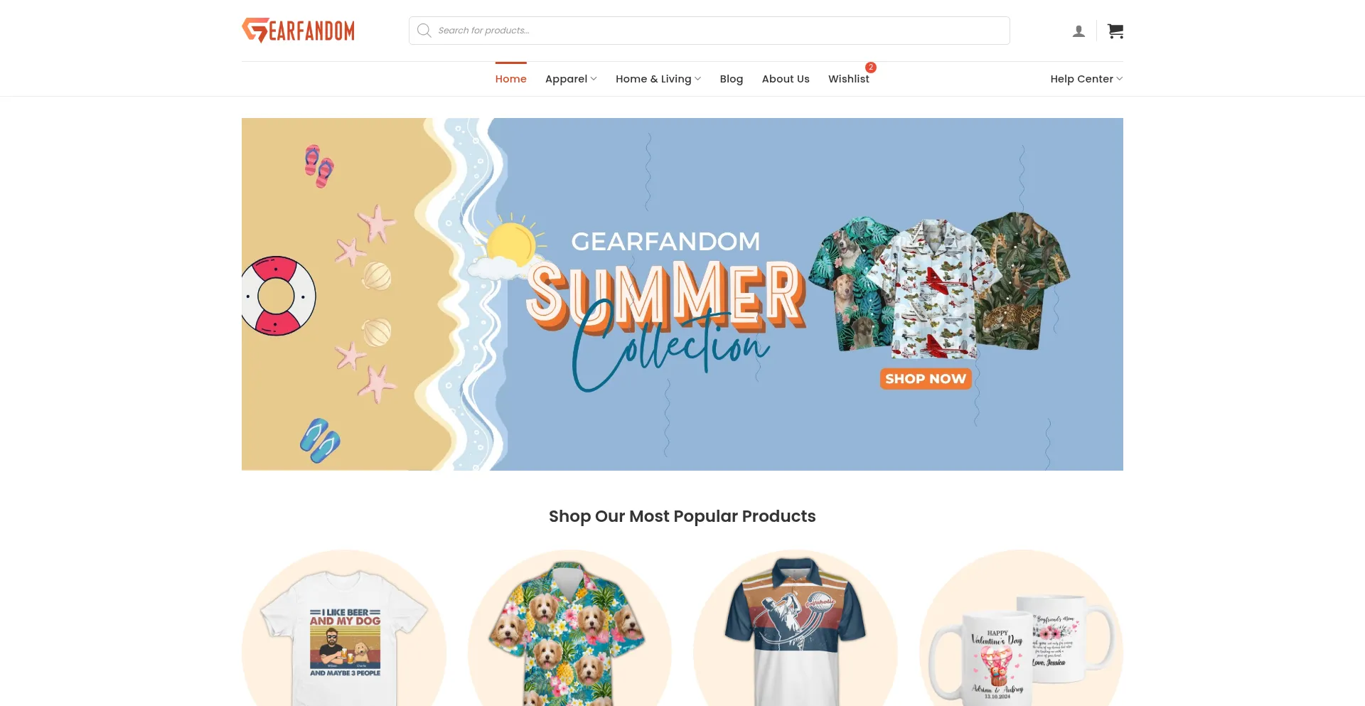Website screenshot of Gearfandom.com