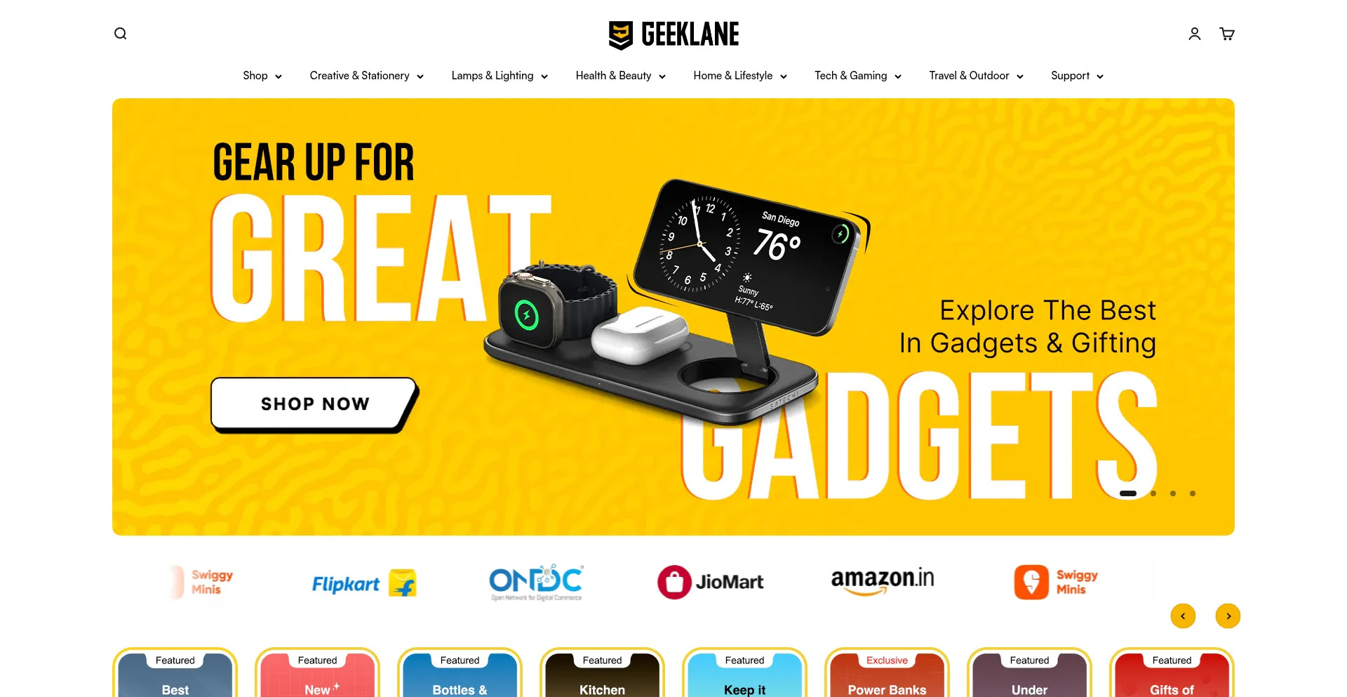 Website screenshot of Geeklane.in