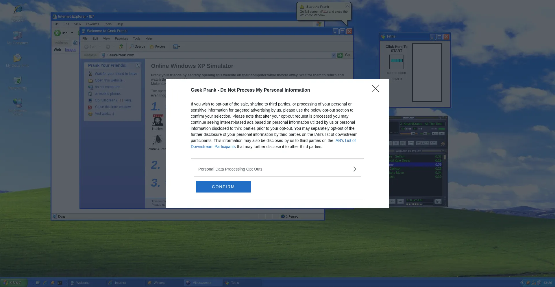 Website screenshot of Geekprank.com