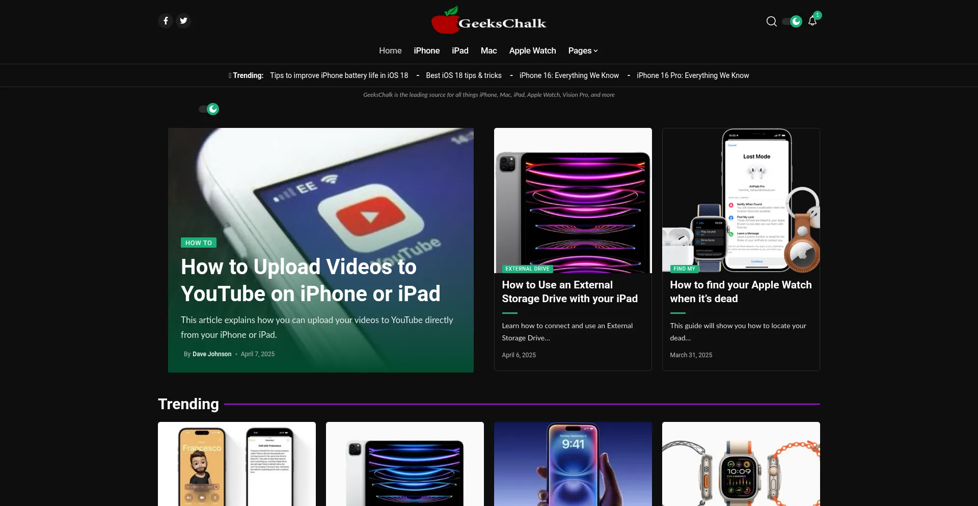Website screenshot of Geekschalk.com