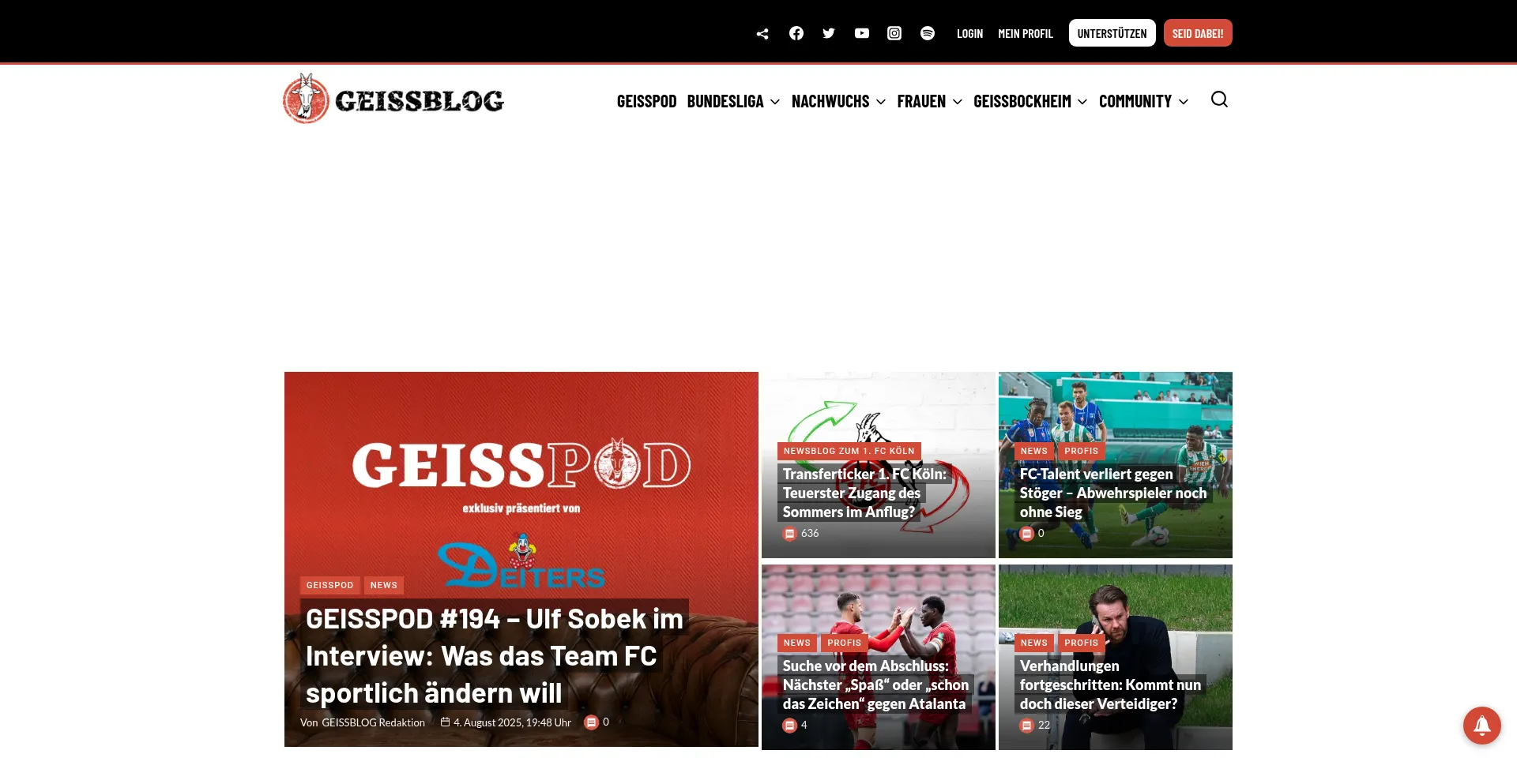 Website screenshot of Geissblog.koeln