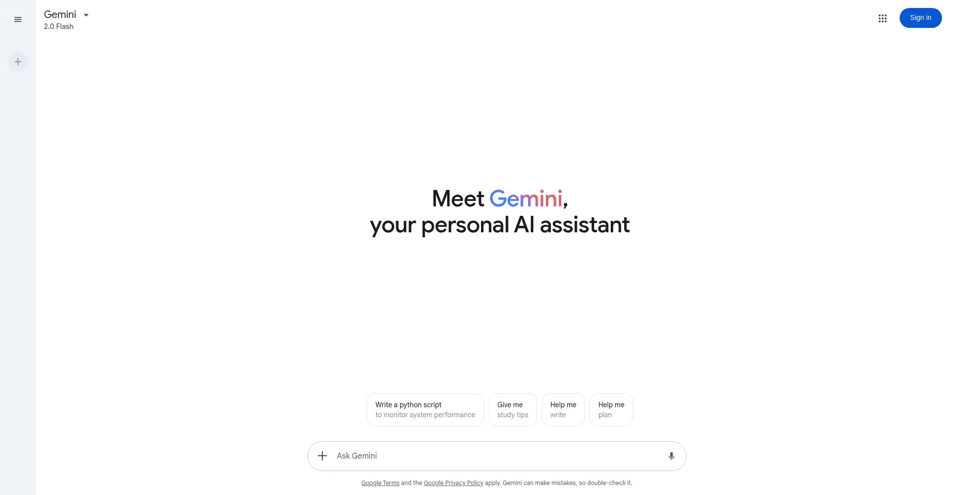 Website screenshot of Gemini.google.com