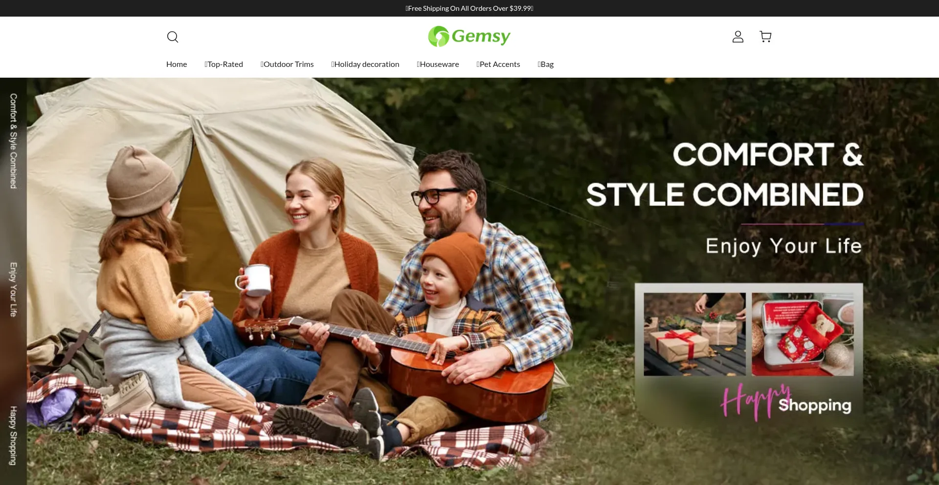 Website screenshot of Gemsy.shop