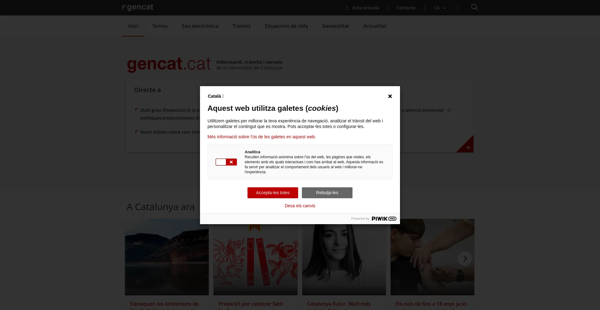 Website screenshot of Gencat.cat