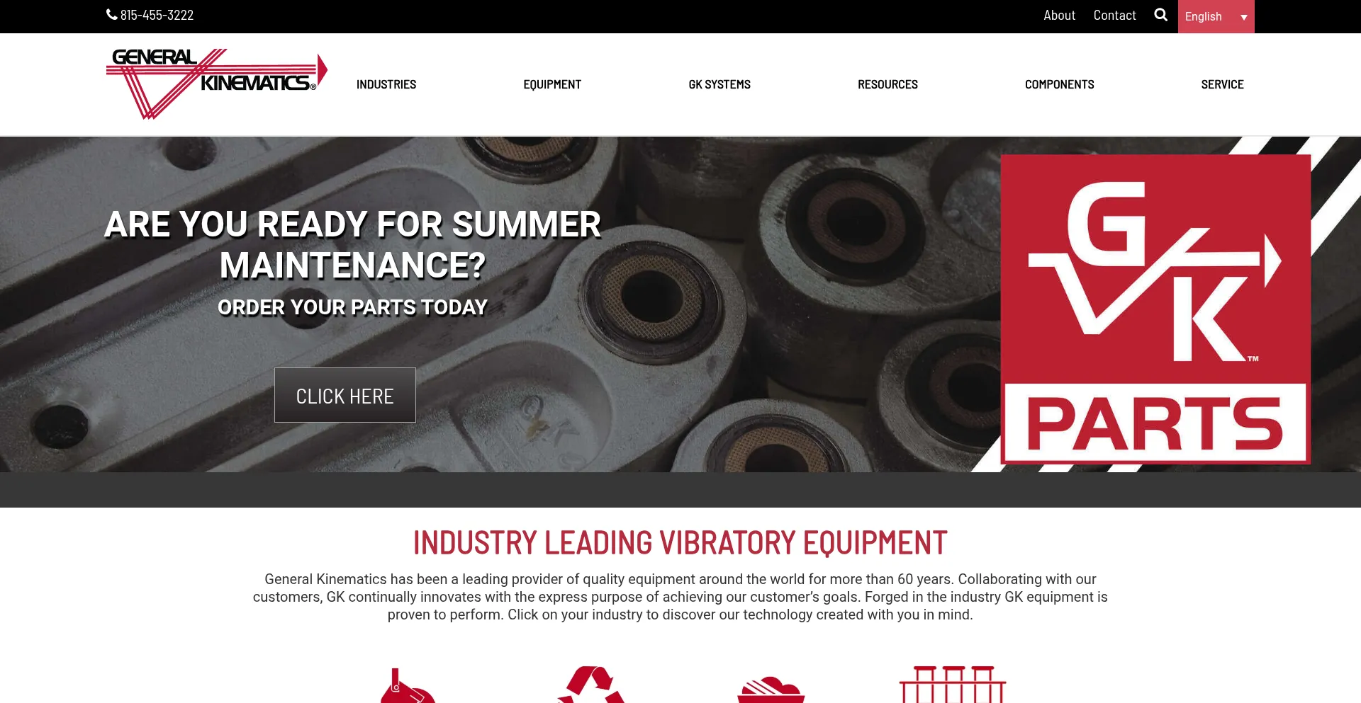 Website screenshot of Generalkinematics.com
