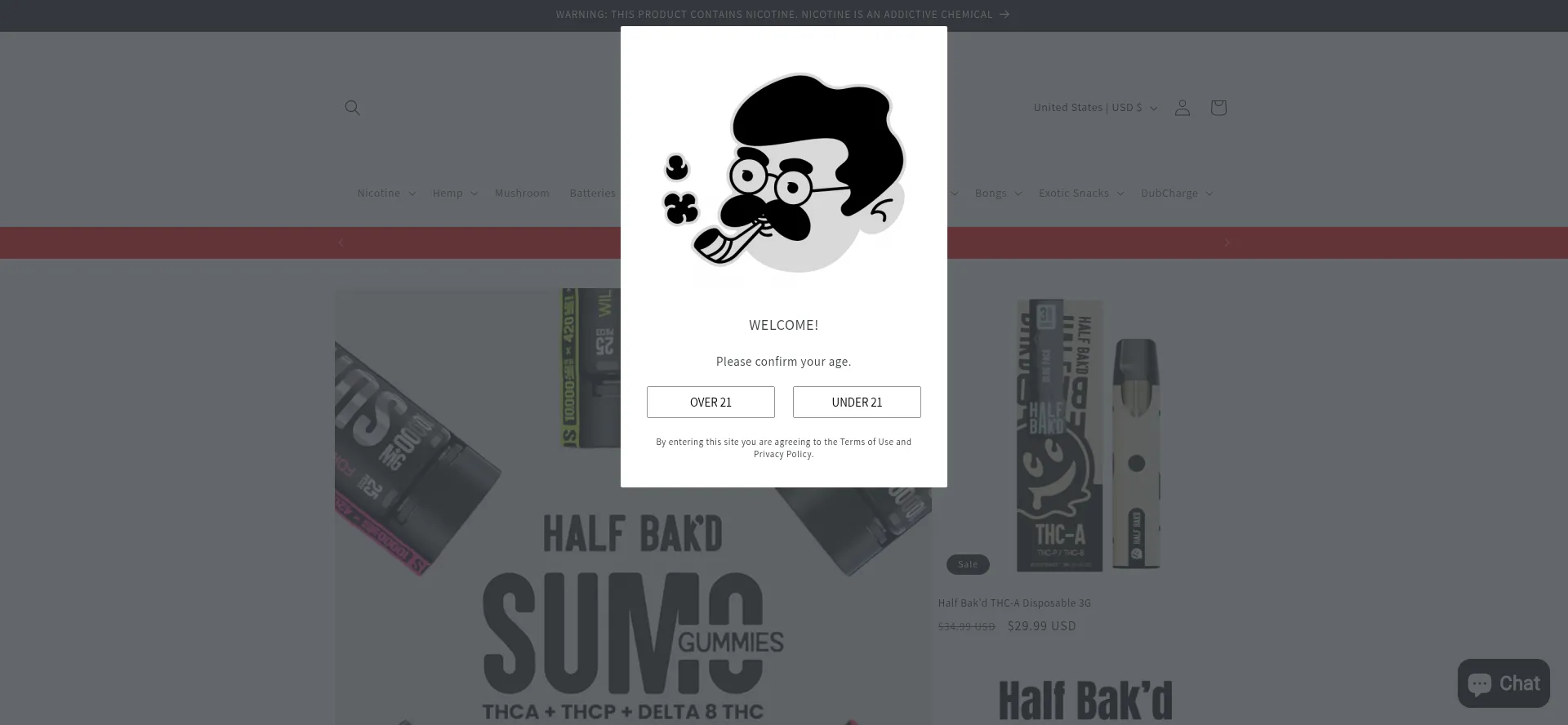 Website screenshot of Generalsmokeshops.com