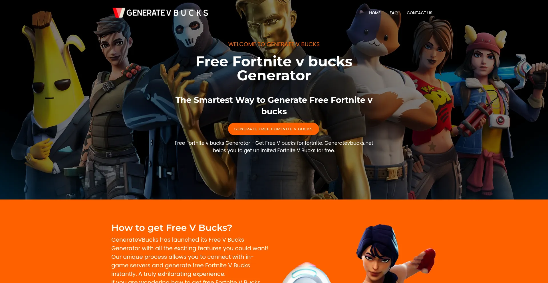 Website screenshot of Generatevbucks.net
